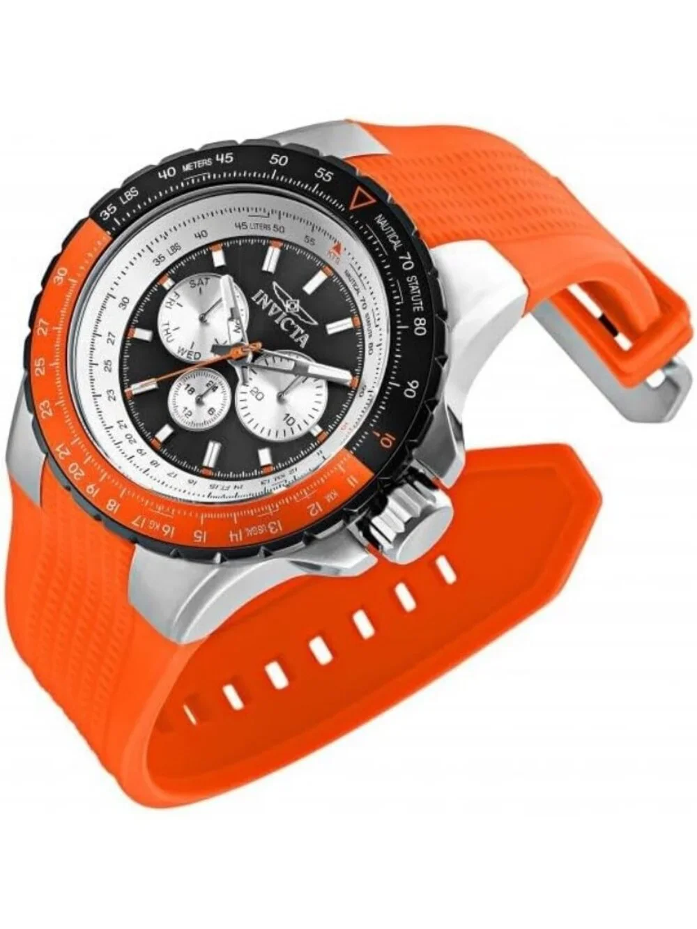 Men's Orange Silver Rubber Band Aviator Analog Quartz Swimming Luminous Watch
